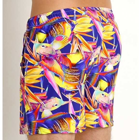 LASC XL Swim Short Magenta Fish NWT Malibu Print - Picture 4 of 7